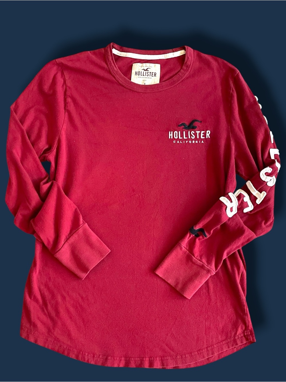 Hollister California Logo Long Sleeve Graphic Tee Size Small